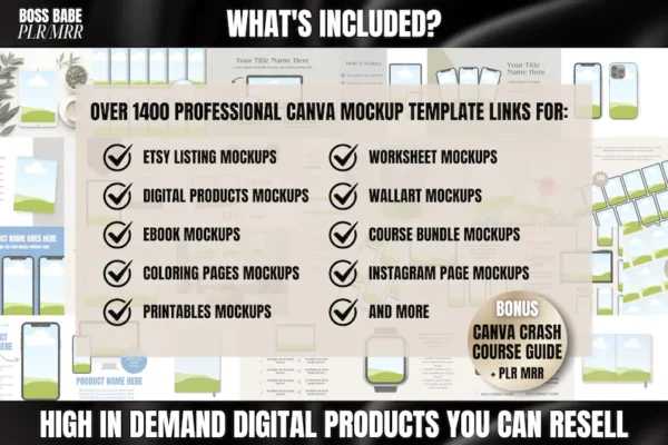 PLR MRR Canva Mockup Template Bundle Master Resell Rights Digital Products Best Seller PLR Digital Products Digital Top Sellers Done For You - Image 2