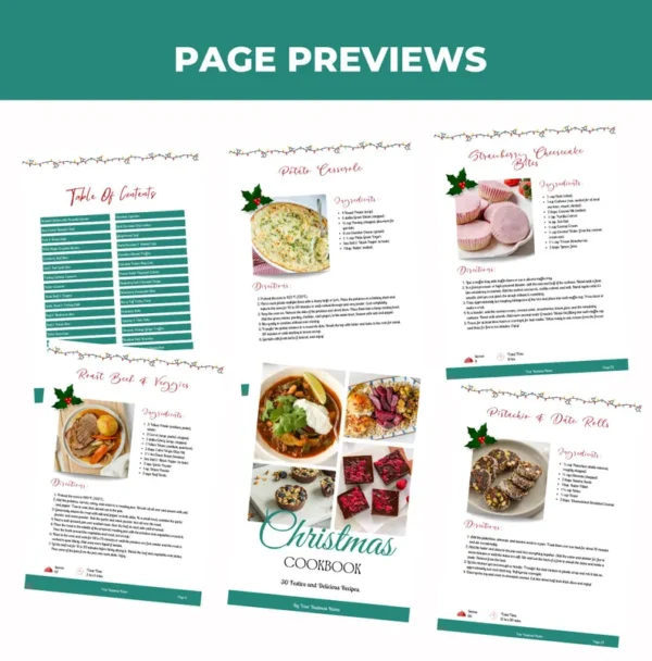 30 Christmas Recipes, Canva Cookbook Template, PLR Digital Product, Canva eBook Template - Image 6