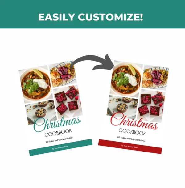 30 Christmas Recipes, Canva Cookbook Template, PLR Digital Product, Canva eBook Template - Image 2