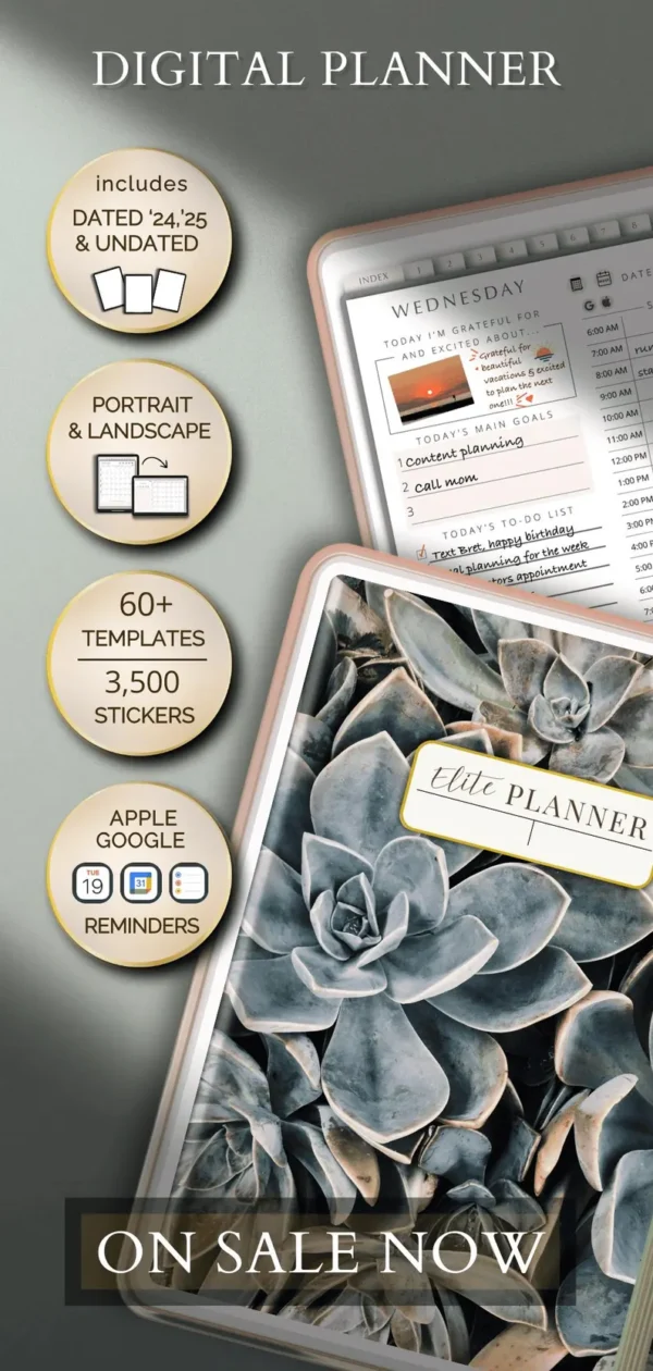 2025 Digital Planner GoodNotes Template for iPad Tablet and Phone with Apple & Google Calendar links Life Journal Daily Weekly and Monthly