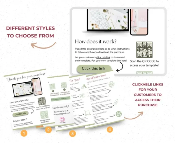 Digital Download Instruction Templates for Digital Products, Template For Digital Product Sellers, Canva instruction pdf thank you template - Image 6