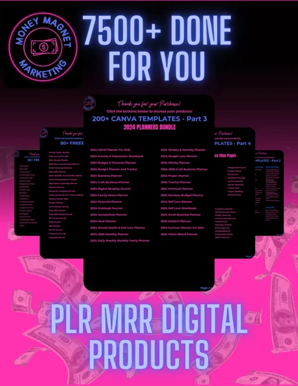 7500+ Pages of Done For You Digital Downloads | DFY | Passive Income | Printable | Templates | Journals | Trackers | Editable | PLR | MRR